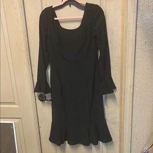 Oscar de la Renta Black Ruffled Sheath Dress